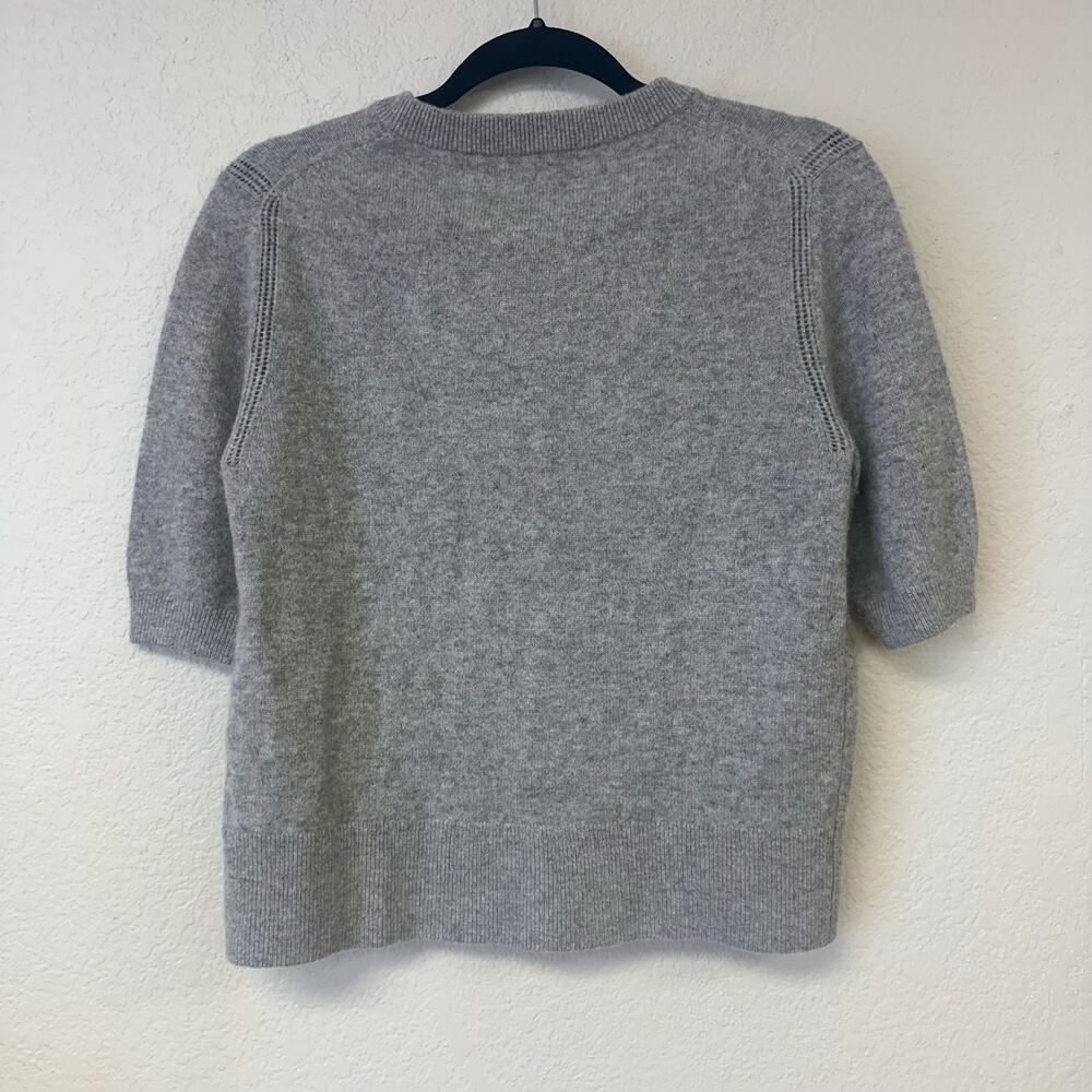 White + Warren Cashmere Short Sleeve Button up Cardigan Light Gray Size Medium - Picture 3 of 7